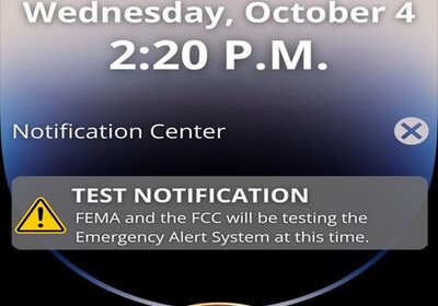 FEMA to conduct Nationwide Alert Test on October 4.